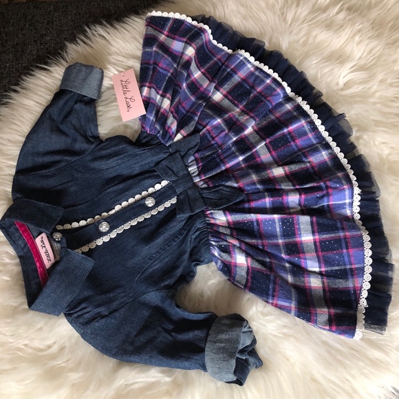Little Lass Girls' Chambray Flannel Dress - 12M - Picture 6 of 8